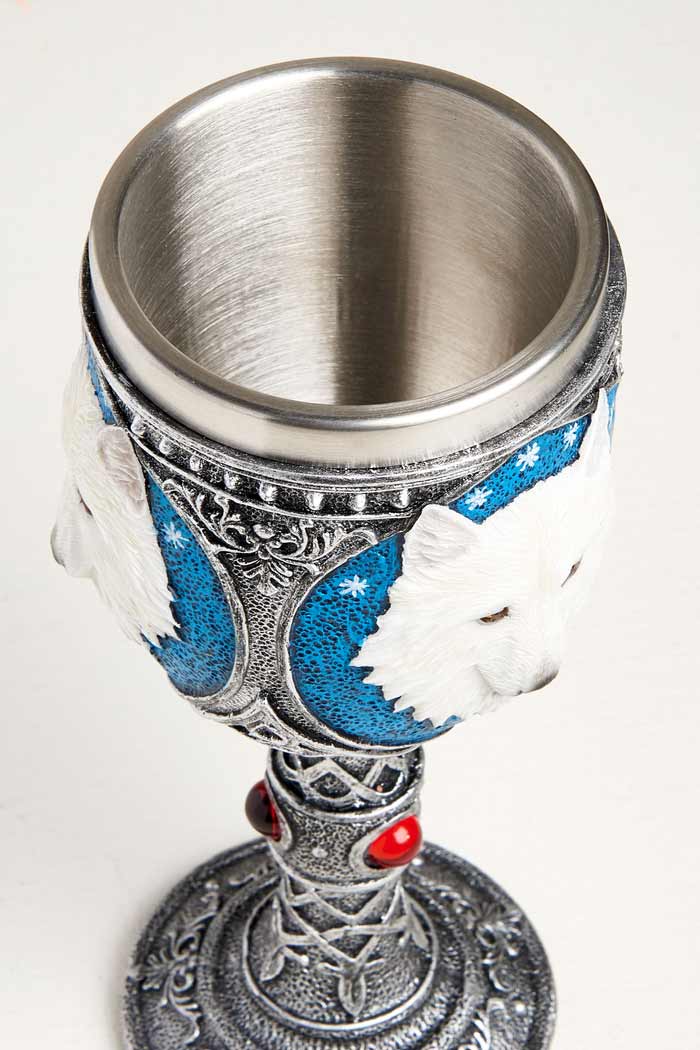 White Wolf Spirit Goblet Chalice Wine Cup New 