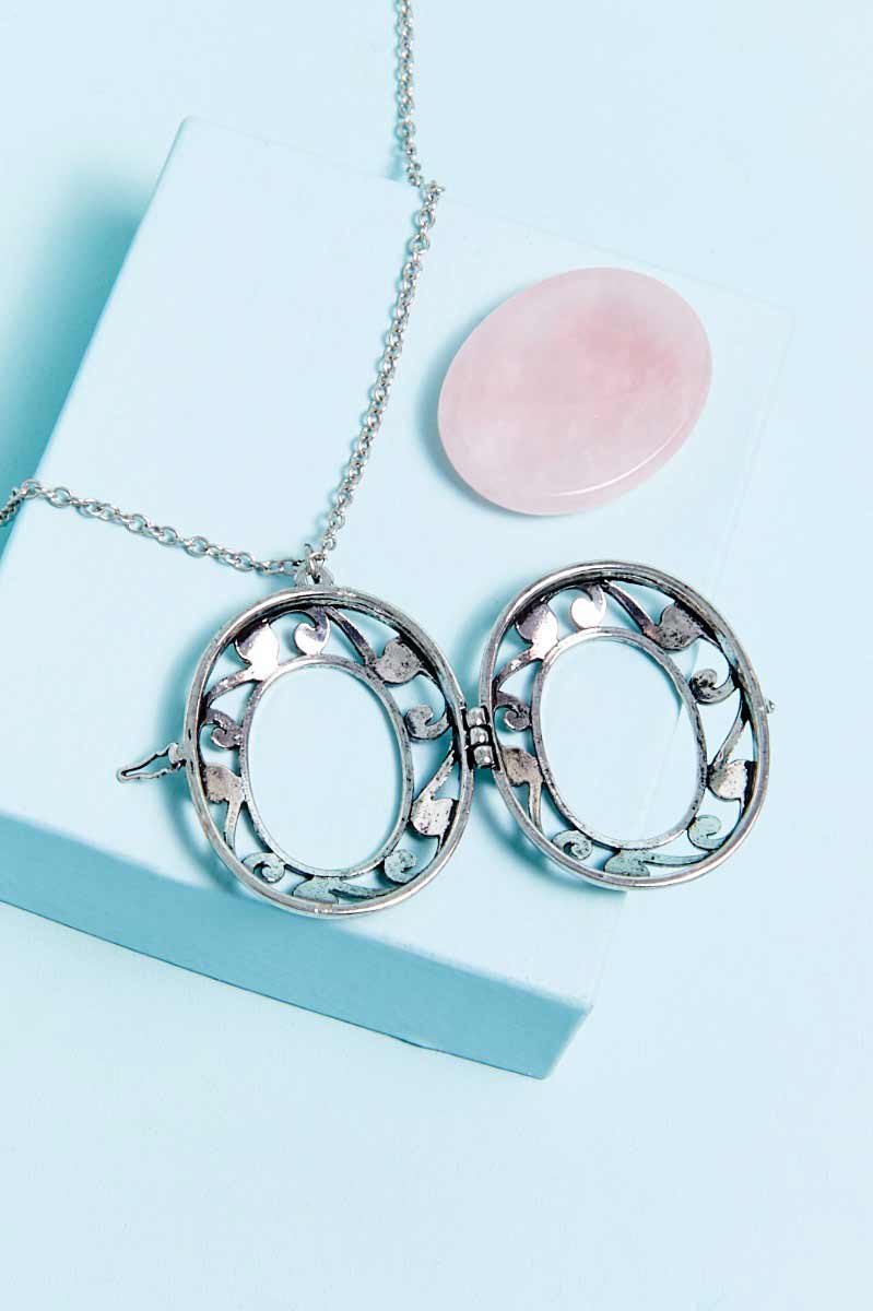 Silver Worry Stone Locket Necklace