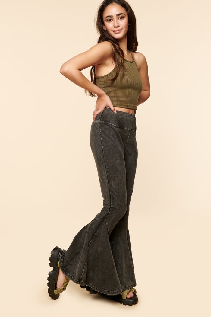 Flower Child Black Flare Pants | Earthbound Trading Co.