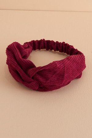 Berry Pink Corduroy Twisted Headband side view | Earthbound Trading Co.