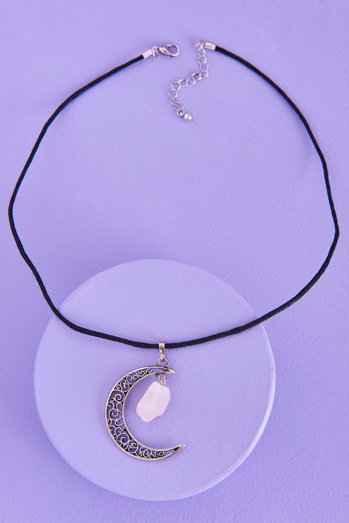 Rose quartz shop moon necklace