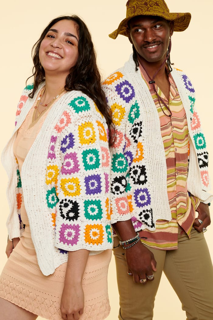 Rainbow crochet cardigan outlet