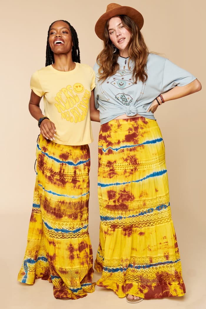 Hand TieDye Flared Cotton Tie Dye Long Skirt Size Large