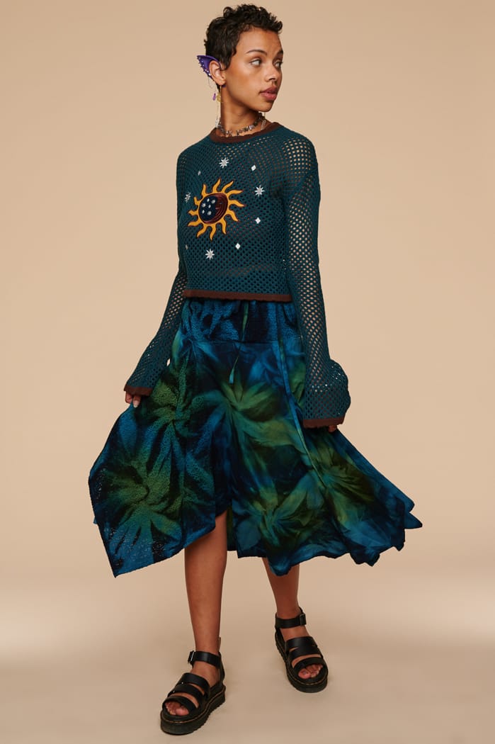 Zara green tie deals dye skirt