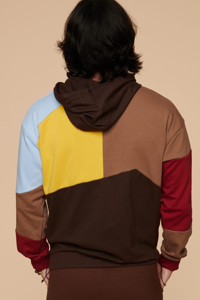 Yellow color block hoodie deals
