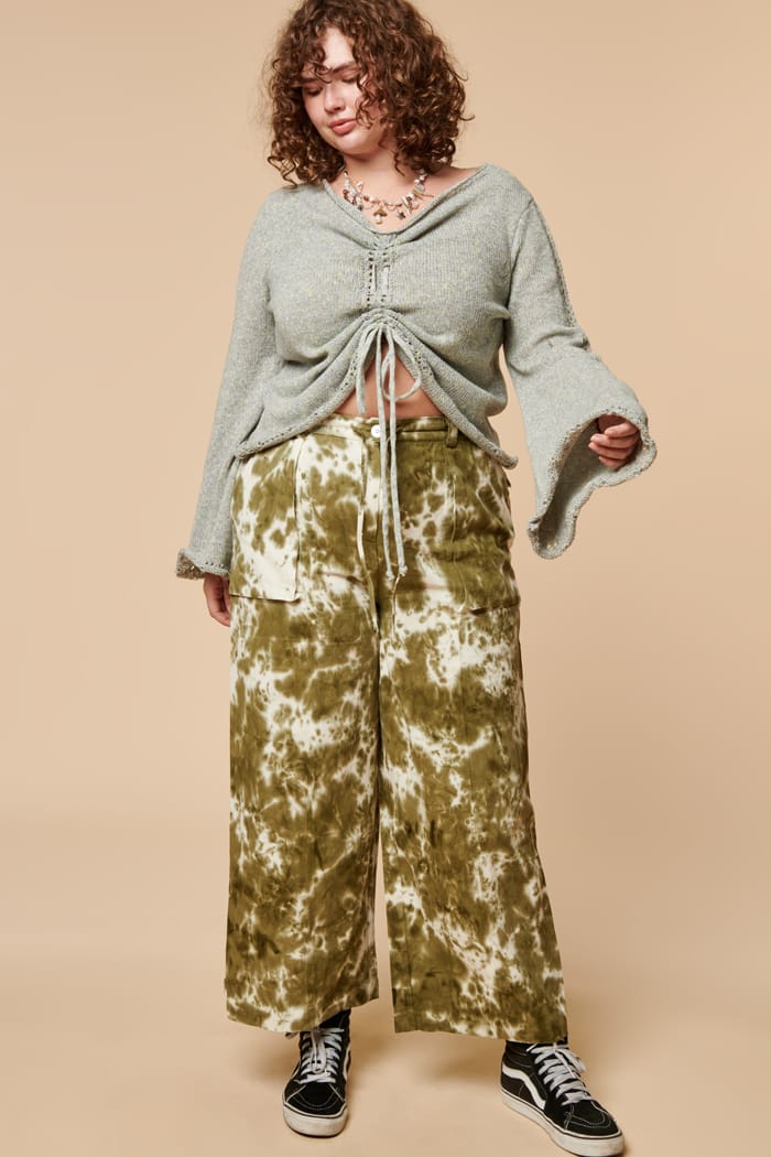 Green Tie Dye Wide Leg Pants
