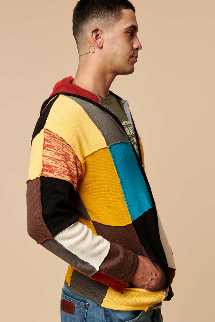 Vintage Patchwork Zip Up Hoodie