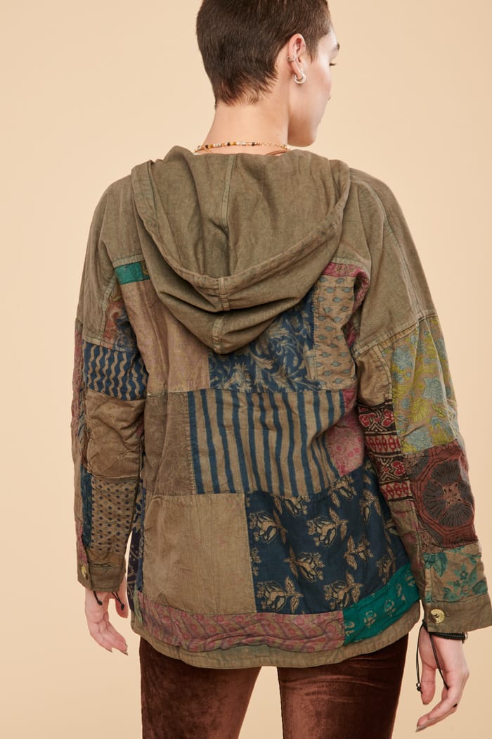 Patchwork store hooded jacket