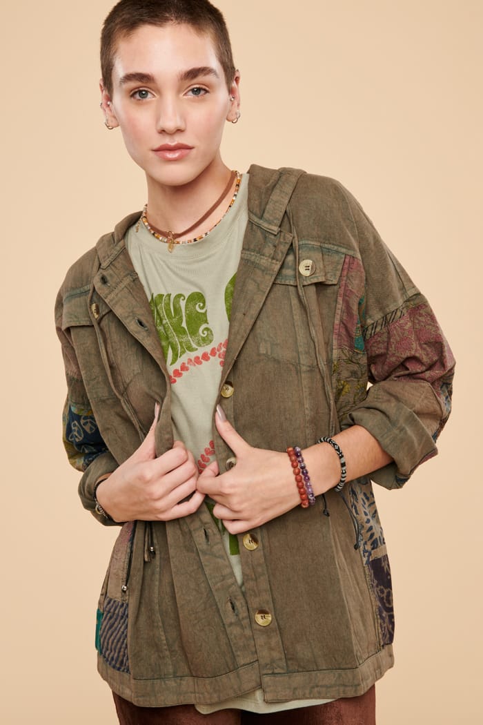 Patchwork cheap hooded jacket