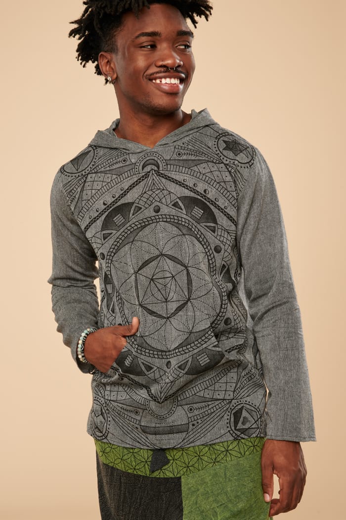 Abstract geo clearance print hooded sweatshirt