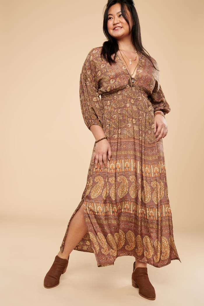 Plus size 2025 paisley maxi dress