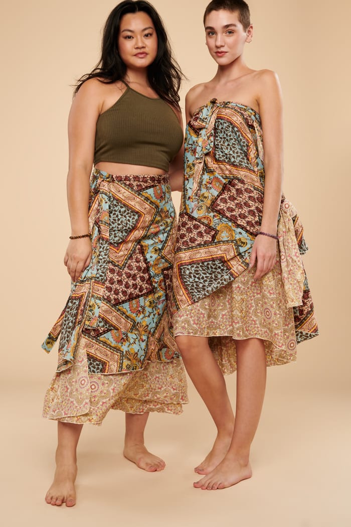 Floral Mandala Sari Wrap Skirt Earthbound Trading Co