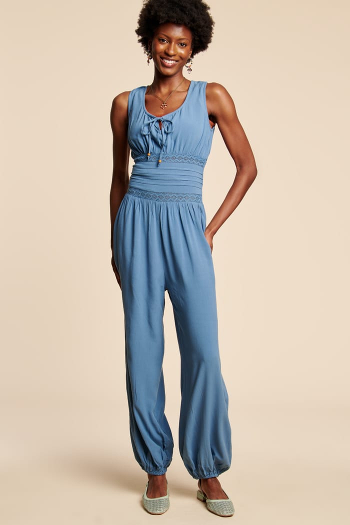 Spirit Blue Tie Jumpsuit Earthbound Trading Co