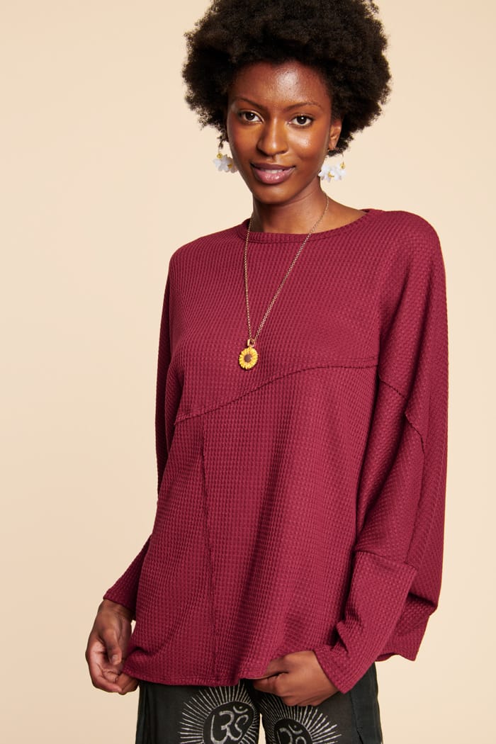 Waffle tunic deals sweater