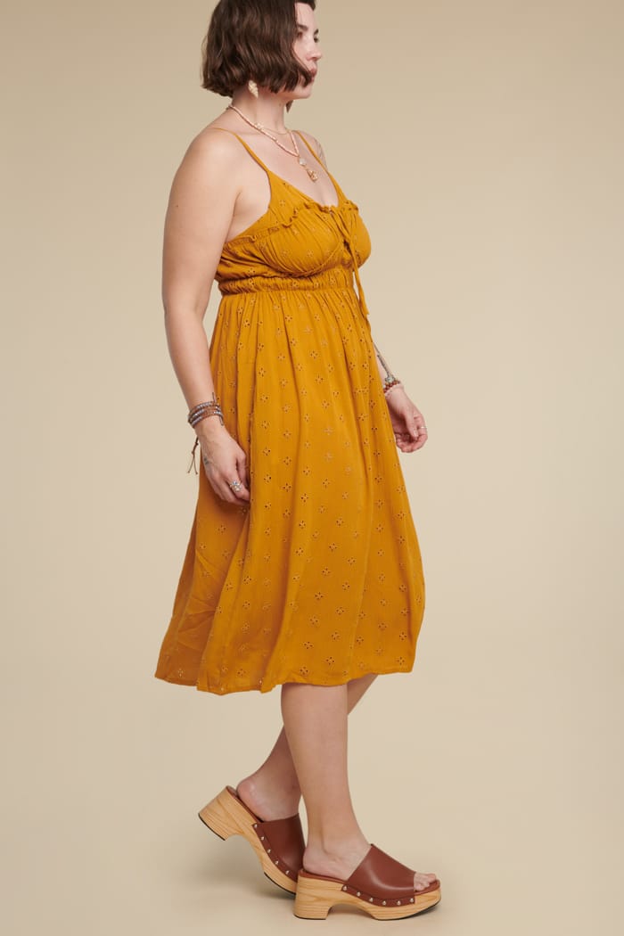 Earth Bound Trading Orange Eyelet Tie Dress Westland Mall