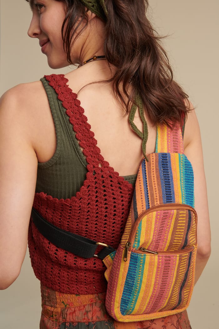 Sunset Striped Sling Backpack