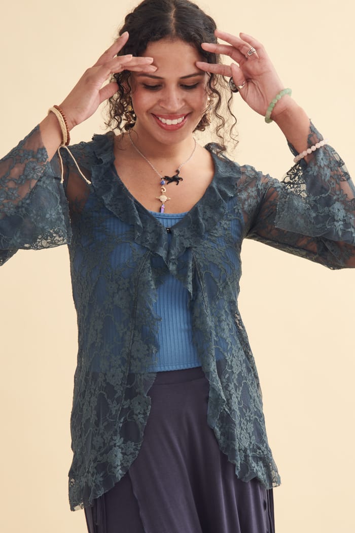 Blue lace cardigan store