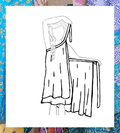 Wrap one strap across chest and over opposite shoulder.