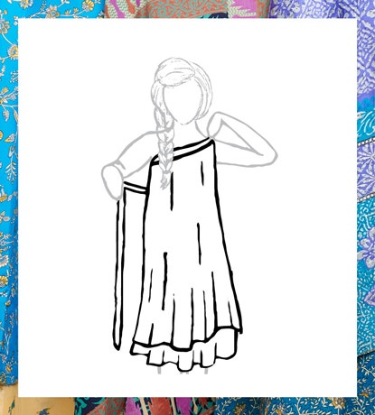 Wrap other strap across front and around waist.
