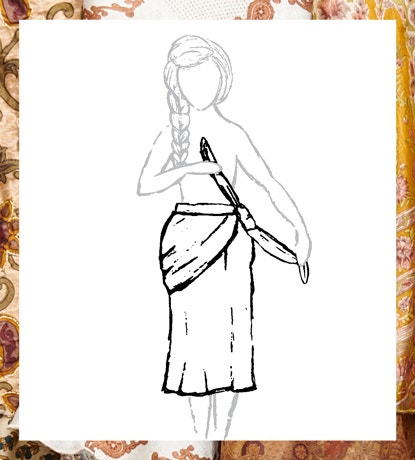 Tie both ends at waist.