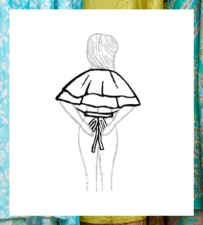 Tie behind back.